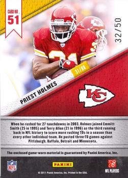 2011 Panini Certified - Fabric of the Game Prime #51 Priest Holmes Back