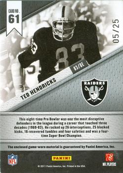 2011 Panini Certified - Fabric of the Game Team Die Cut #61 Ted Hendricks Back