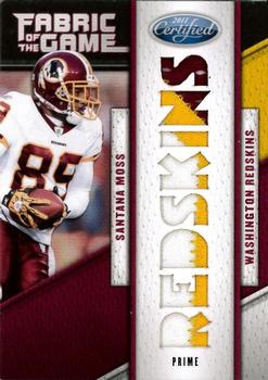 2011 Panini Certified - Fabric of the Game Team Die Cut Prime #4 Santana Moss Front