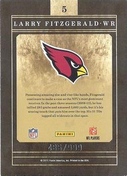 2011 Panini Certified - Gold Team #5 Larry Fitzgerald Back