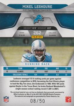 2011 Panini Certified - Mirror Blue Materials #262 Mikel Leshoure Back