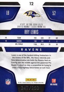 2011 Panini Certified - Mirror Red #12 Ray Lewis  Back
