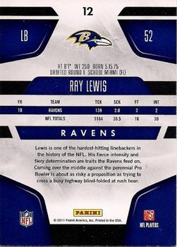 2011 Panini Certified - Platinum Red #12 Ray Lewis  Back