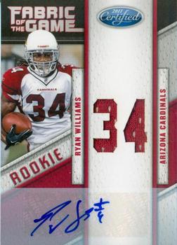 2011 Panini Certified - Rookie Fabric of the Game Jersey Number Autographs #20 Ryan Williams Front