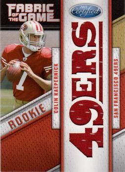 2011 Panini Certified - Rookie Fabric of the Game Team Die Cut #12 Colin Kaepernick Front