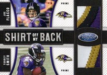 2011 Panini Certified - Shirt Off My Back Materials Combos Prime #15 Joe Flacco / Torrey Smith Front