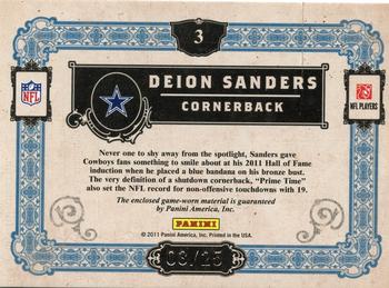 2011 Panini Gold Standard - Hall of Gold Materials Prime #3 Deion Sanders Back