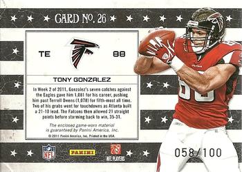 2011 Panini Gridiron Gear - NFL Nation Jerseys Combos #26 Tony Gonzalez Back