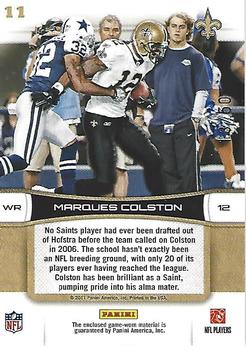 2011 Panini Gridiron Gear - Plates and Patches #11 Marques Colston Back