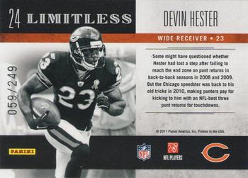 2011 Panini Limited - Limitless #24 Devin Hester Back
