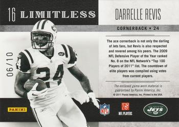 2011 Panini Limited - Limitless Threads Prime #16 Darrelle Revis Back