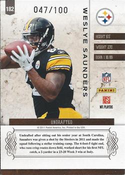2011 Panini Plates & Patches - Silver #182 Weslye Saunders Back