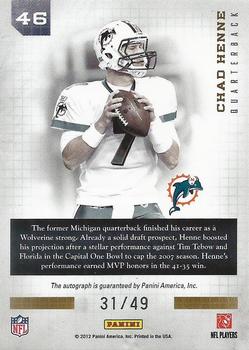 2011 Panini Playbook - Accolades Signatures #46 Chad Henne Back