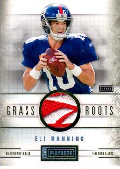 2011 Panini Playbook - Grass Roots Materials Brand Logo Prime #25 Eli Manning Front