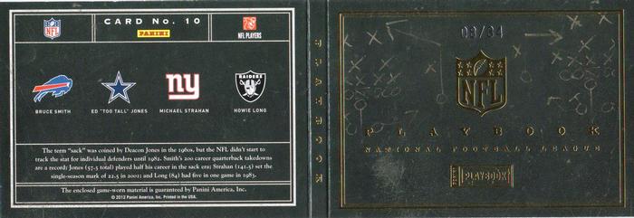 2011 Panini Playbook - Material Playbook #10 Bruce Smith / Ed 
