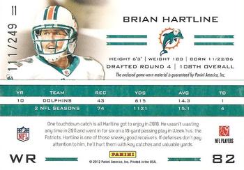 2011 Panini Totally Certified - Blue Materials #11 Brian Hartline Back