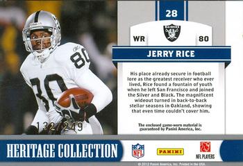 2011 Panini Totally Certified - Heritage Collection Jerseys #28 Jerry Rice Back