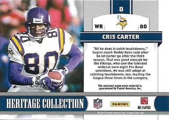 2011 Panini Totally Certified - Heritage Collection Jerseys Prime #8 Cris Carter Back