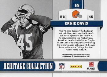 2011 Panini Totally Certified - Heritage Collection Jerseys Prime #19 Ernie Davis Back