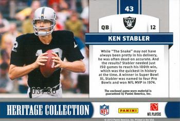 2011 Panini Totally Certified - Heritage Collection Jerseys Prime #43 Ken Stabler Back