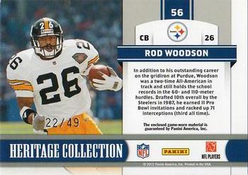 2011 Panini Totally Certified - Heritage Collection Jerseys Prime #56 Rod Woodson Back