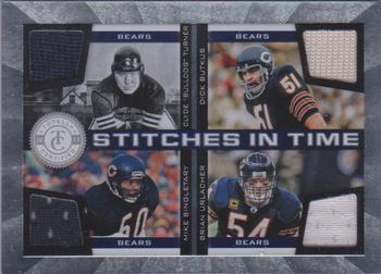 2011 Panini Totally Certified - Stitches in Time #5 Clyde Bulldog Turner / Dick Butkus / Mike Singletary / Brian Urlacher Front