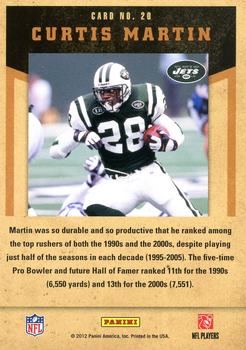 2011 Playoff Contenders - Legendary Contenders #20 Curtis Martin Back