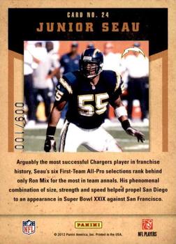 2011 Playoff Contenders - Legendary Contenders Gold #24 Junior Seau Back