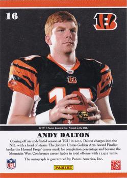 2011 Playoff Contenders - Rookie Ink #16 Andy Dalton Back