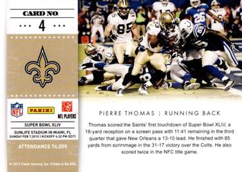 2011 Playoff Contenders - Super Bowl Tickets #4 Pierre Thomas Back