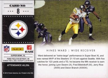 2011 Playoff Contenders - Super Bowl Tickets #8 Hines Ward Back