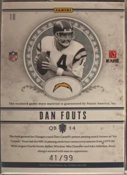 2011 Playoff National Treasures - NFL Greatest Materials #18 Dan Fouts Back