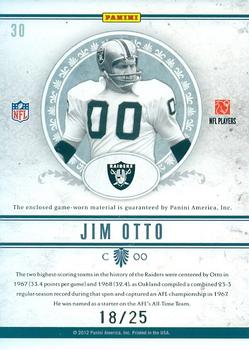 2011 Playoff National Treasures - NFL Greatest Materials Prime #30 Jim Otto Back