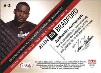2011 SAGE - Autographs Gold #A-3 Allen Bradford Back
