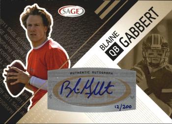2011 SAGE - Autographs Gold #A-10 Blaine Gabbert Front