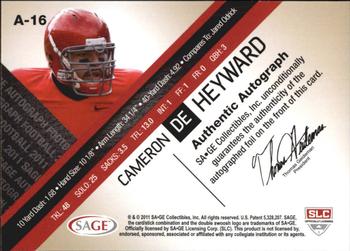 2011 SAGE - Autographs Gold #A-16 Cameron Heyward Back