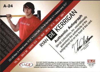 2011 SAGE - Autographs Gold #A-24 Ryan Kerrigan Back