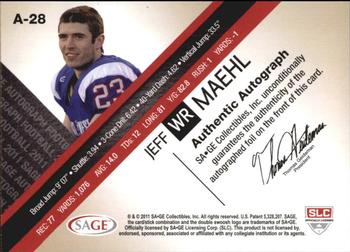 2011 SAGE - Autographs Gold #A-28 Jeff Maehl Back