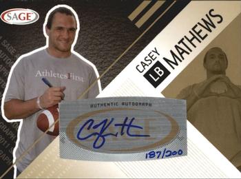 2011 SAGE - Autographs Gold #A-30 Casey Matthews Front