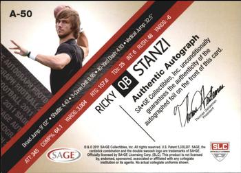 2011 SAGE - Autographs Gold #A-50 Ricky Stanzi Back