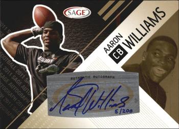 2011 SAGE - Autographs Gold #A-57 Aaron Williams Front