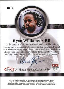 2011 SAGE - Through the Lens #RF6 Ryan Williams Back