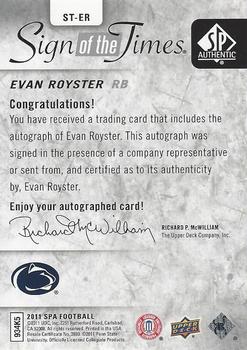 2011 SP Authentic - Sign of the Times #ST-ER Evan Royster Back
