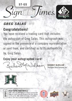 2011 SP Authentic - Sign of the Times #ST-GS Greg Salas Back