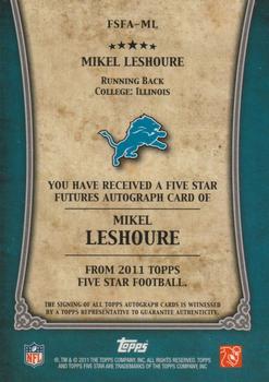 2011 Topps Five Star - Rookie Autographs #FSFA-ML Mikel Leshoure Back
