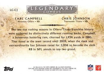 2011 Topps Gridiron Legends - Legendary Combos #LC-CJ Earl Campbell / Chris Johnson Back