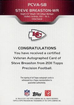 2011 Topps Precision - Autographs #PCVA-SB Steve Breaston Back