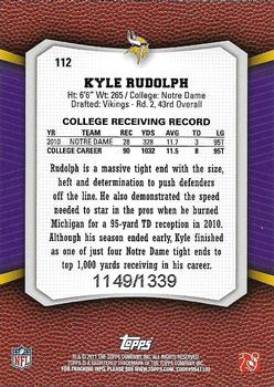 2011 Topps Rising Rookies - Blue #112 Kyle Rudolph Back