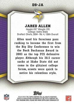 2011 Topps Rising Rookies - Draft Selection #DS-JA Jared Allen Back
