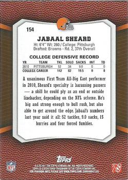 2011 Topps Rising Rookies - Gold #154 Jabaal Sheard Back